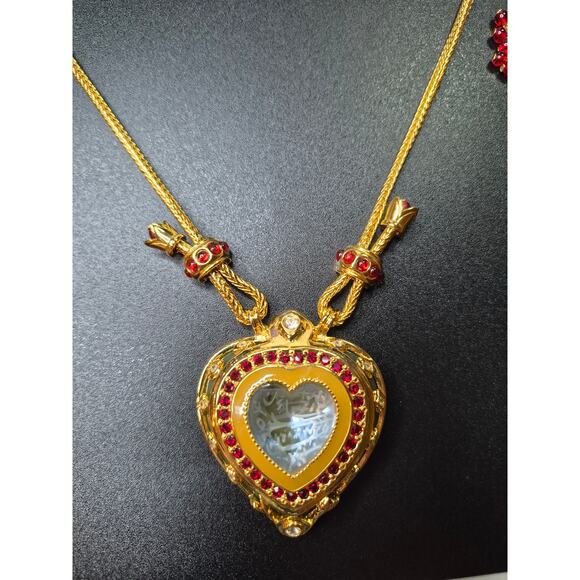 Elizabeth Taylor for Avon Shah Jehan Taj Mahal Heart Necklace Gold-Tone Ruby - Picture 10 of 15
